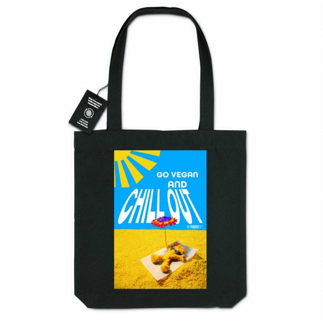 Go Vegan and Chill Out / Recycled Organic Totebag