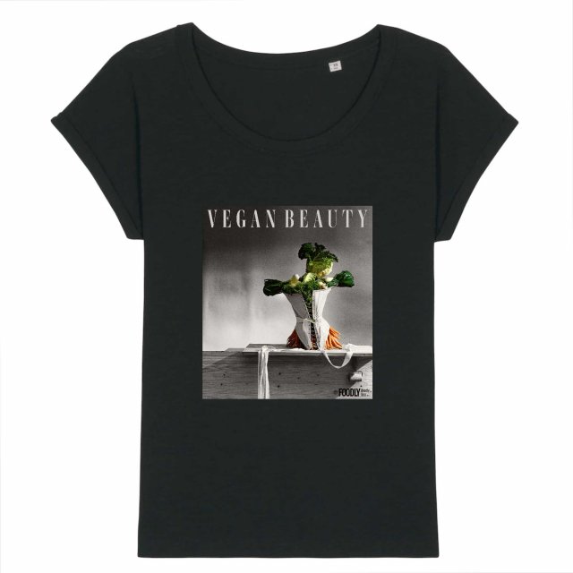 Vegan Beauty / Women Slub T-shirt Rolled Sleeve