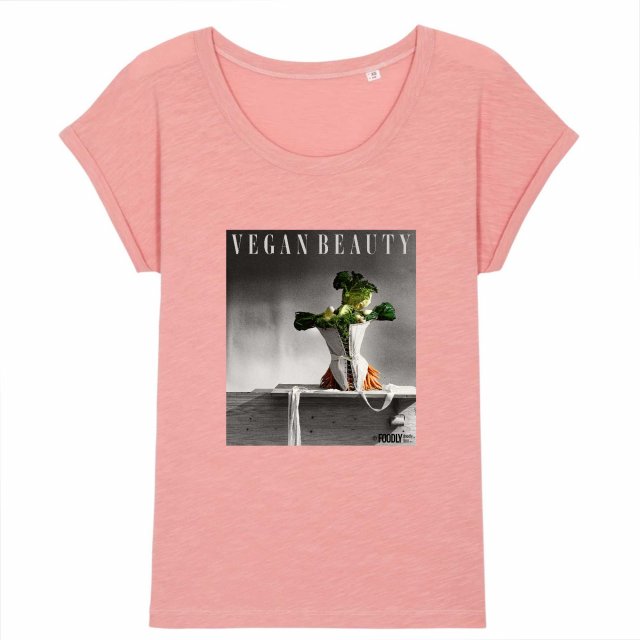 Vegan Beauty / Women Slub T-shirt Rolled Sleeve