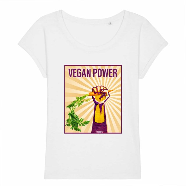 Vegan Power / ROUNDER - Women Slub T-shirt - Rolled Sleeve